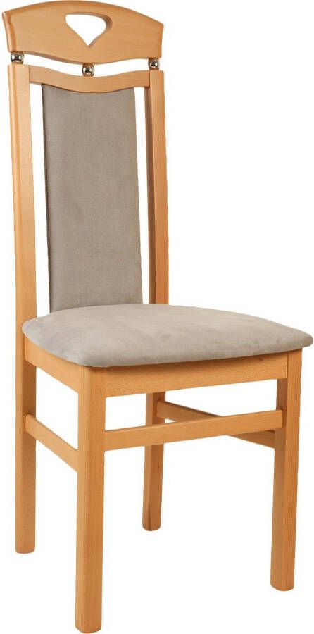 Home affaire Eetkamerstoel Berta keukenstoel Bekleding van microvezel frame van massief beukenhout (set 2 stuks)