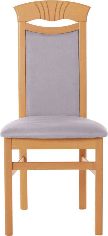 Home affaire Eetkamerstoel Franz slijtvast microvezel onderstel beuken naturel of wit houten stoel (set 2 stuks)