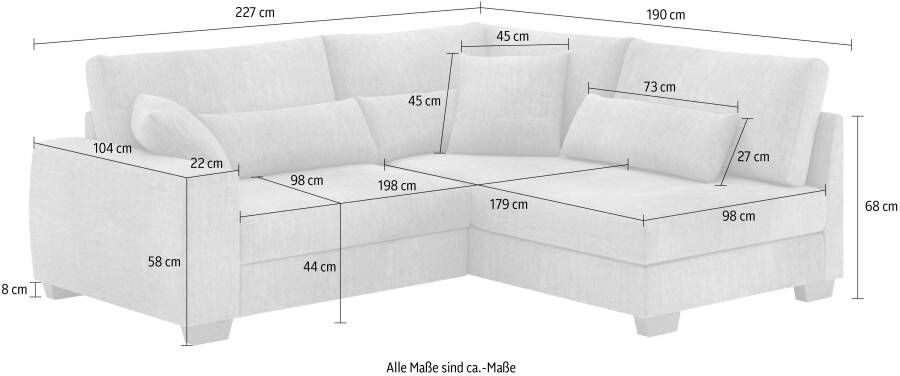 Home affaire Hoekbank DuraSpring met pocketvering belastbaar tot 140 kg optioneel met bed