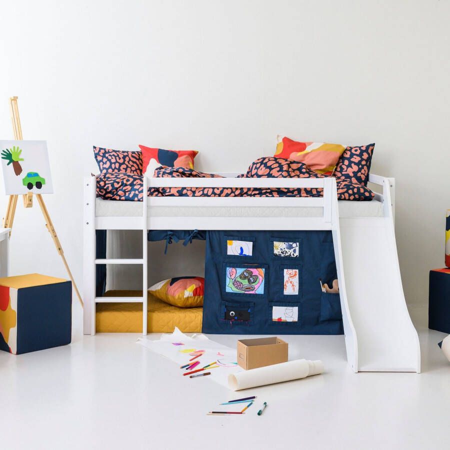 Hoppekids Hoogslaper "Creator Orion Blue" Glijbaan & gordijn blauw en veel keus