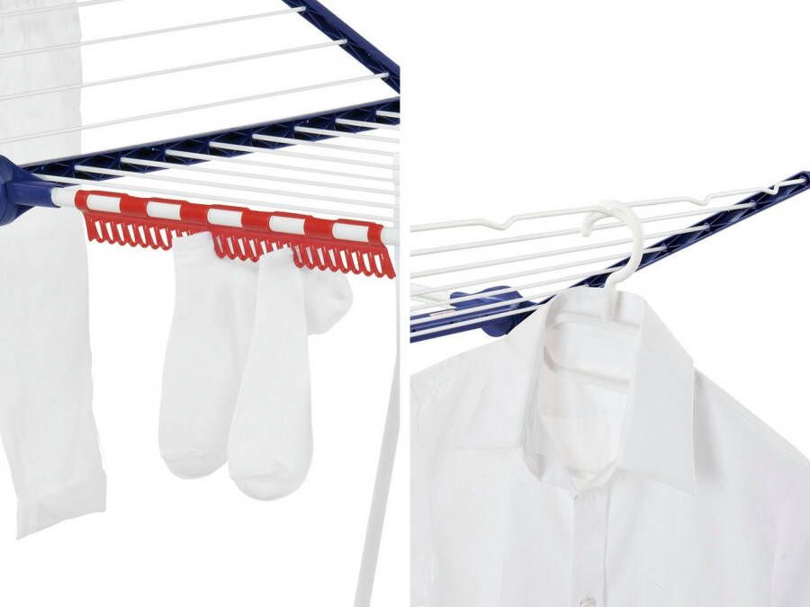 Leifheit Droogrek Pegasus 200 &5 kleerhangers 4 delen voor kleine kledingstukken + wasknijpertas zonder knijpers
