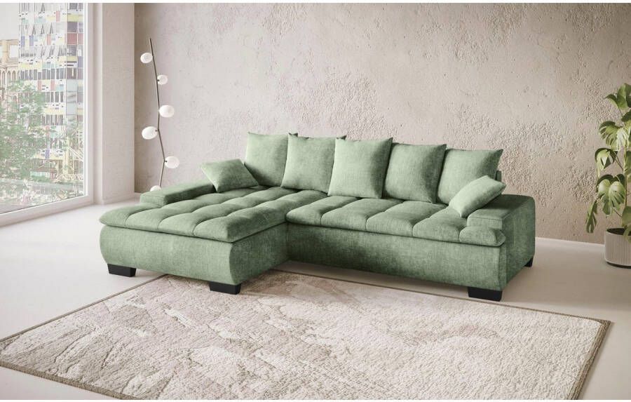 Mr. Couch Hoekbank Haiti II L-vorm met koudschuim bekleding optioneel met bed en bedlade