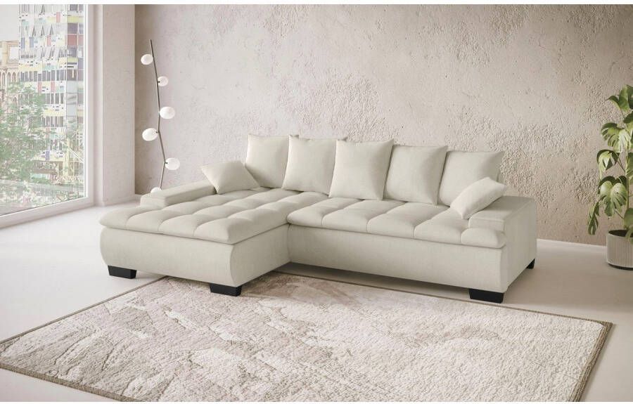 Mr. Couch Hoekbank Haiti II L-vorm met koudschuim bekleding optioneel met bed en bedlade