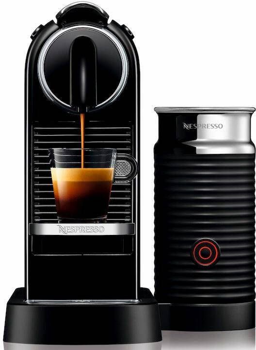 Nespresso Koffiecapsulemachine CITIZ EN 267.BAE van DeLonghi zwart inclusief aeroccino melkopschuimer welkomstpakket met 14 capsules