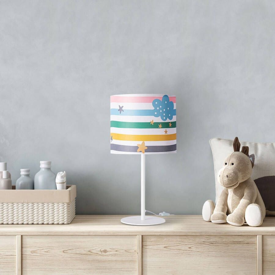 Paco Home Tafellamp Tweet 462 Lamp kinderkamer nacht âˆ…18cm strepen regenboog hoogte 36 5cm E14