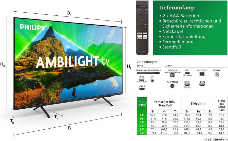 Philips Led-TV 75PUS8309 12 189 cm 75" 4K Ultra HD Smart TV