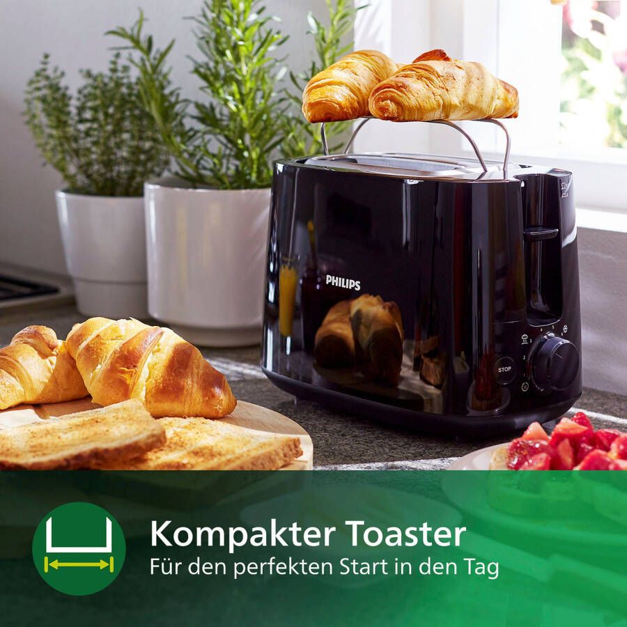 Philips Toaster HD2581 90 Daily Collection geïntegreerde opzethouder voor broodjes 8 bruiningsgraden zwart