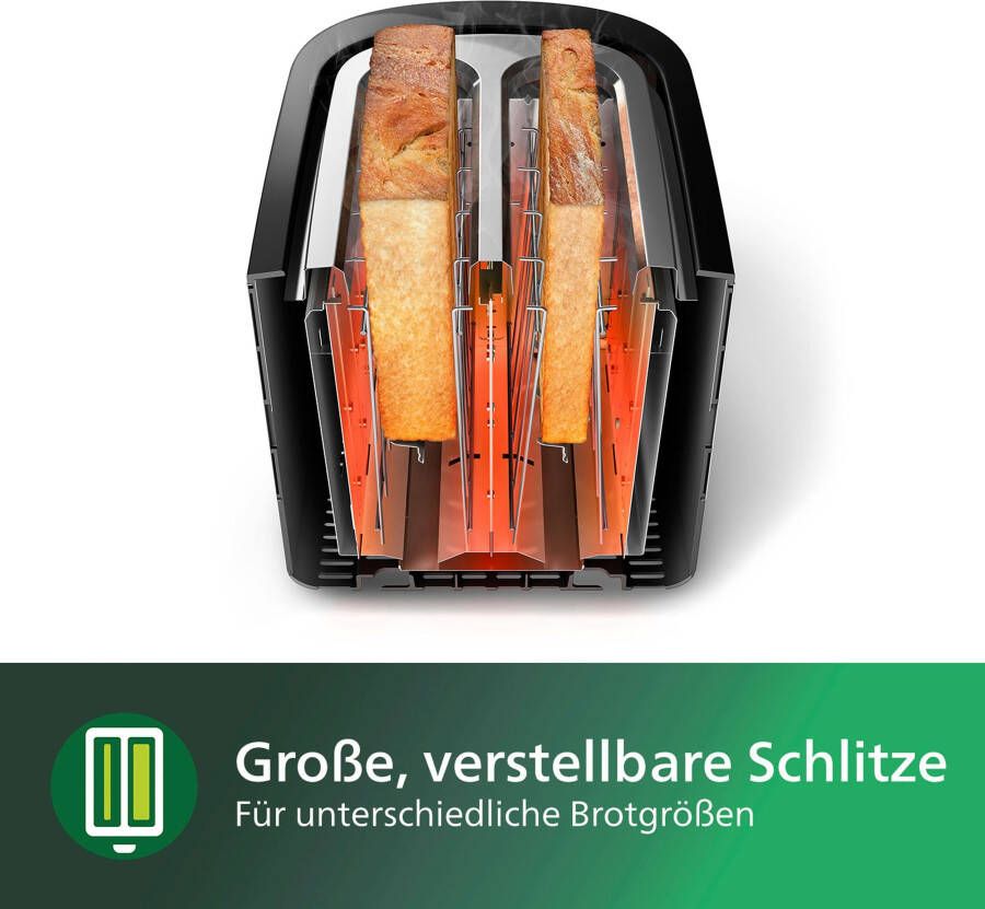 Philips Toaster HD2581 90 Daily Collection geïntegreerde opzethouder voor broodjes 8 bruiningsgraden zwart