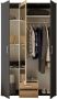 Woonexpress Kledingkast Beugen Hout Grijs 120 x 196 x 54 cm (BxHxD) 3 Deuren 2 Lades Spiegel Draaideur Kast - Thumbnail 4
