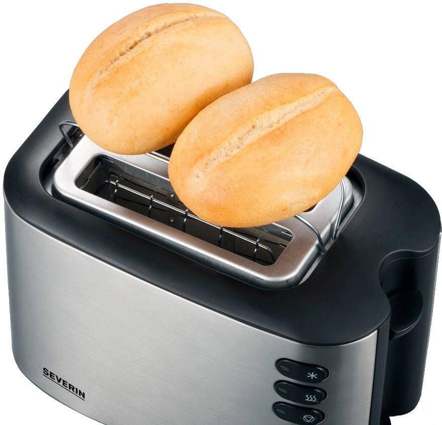 Severin Toaster AT 2514 incl. centrering van de sneetjes voor een gelijkmatige bruining en geïntegreerd opzetstuk voor het roosteren van broodjes