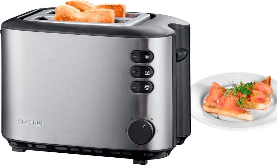 Severin Toaster AT 2514 incl. centrering van de sneetjes voor een gelijkmatige bruining en geïntegreerd opzetstuk voor het roosteren van broodjes