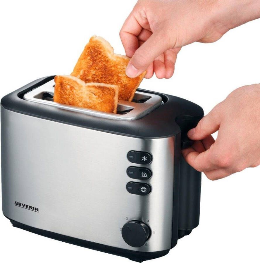 Severin Toaster AT 2514 incl. centrering van de sneetjes voor een gelijkmatige bruining en geïntegreerd opzetstuk voor het roosteren van broodjes