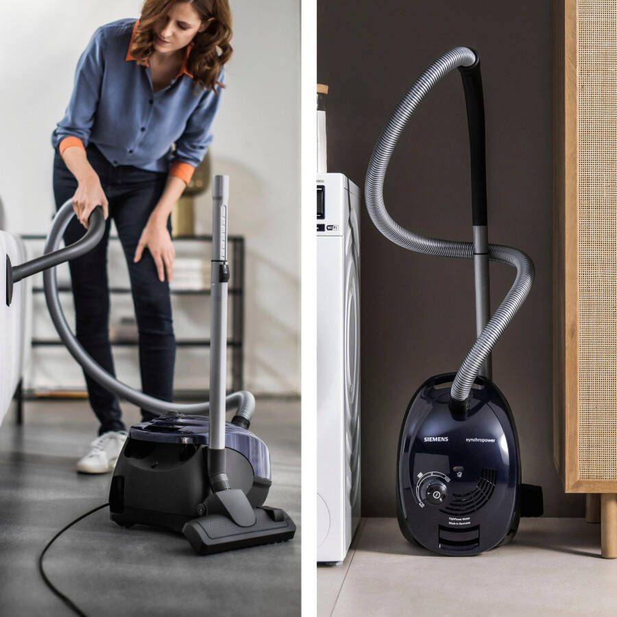 SIEMENS Stofzuiger VS06A111 Hygiënefilter inclusief kierenzuigmond en meubelzuigmond blauw