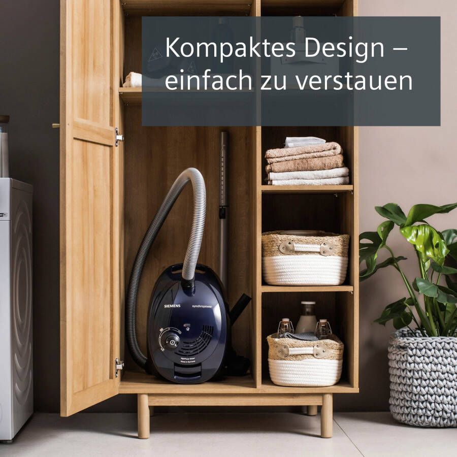 SIEMENS Stofzuiger VS06A111 Hygiënefilter inclusief kierenzuigmond en meubelzuigmond blauw