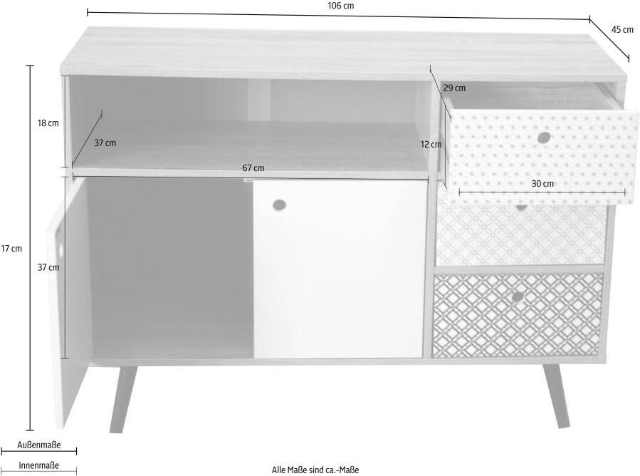 SIT Dressoir Mailbox Decor-oppervlakken in Scandi look shabby chic vintage