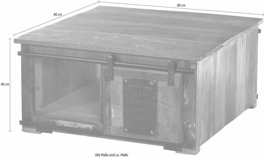 SIT Salontafel JUPITER van gerecycled gebruikt hout met schuifdeuren shabby chic vintage