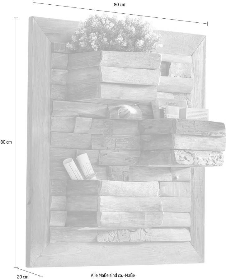 SIT Wandplank Romateaka van gerecycled teakhout shabby chic vintage