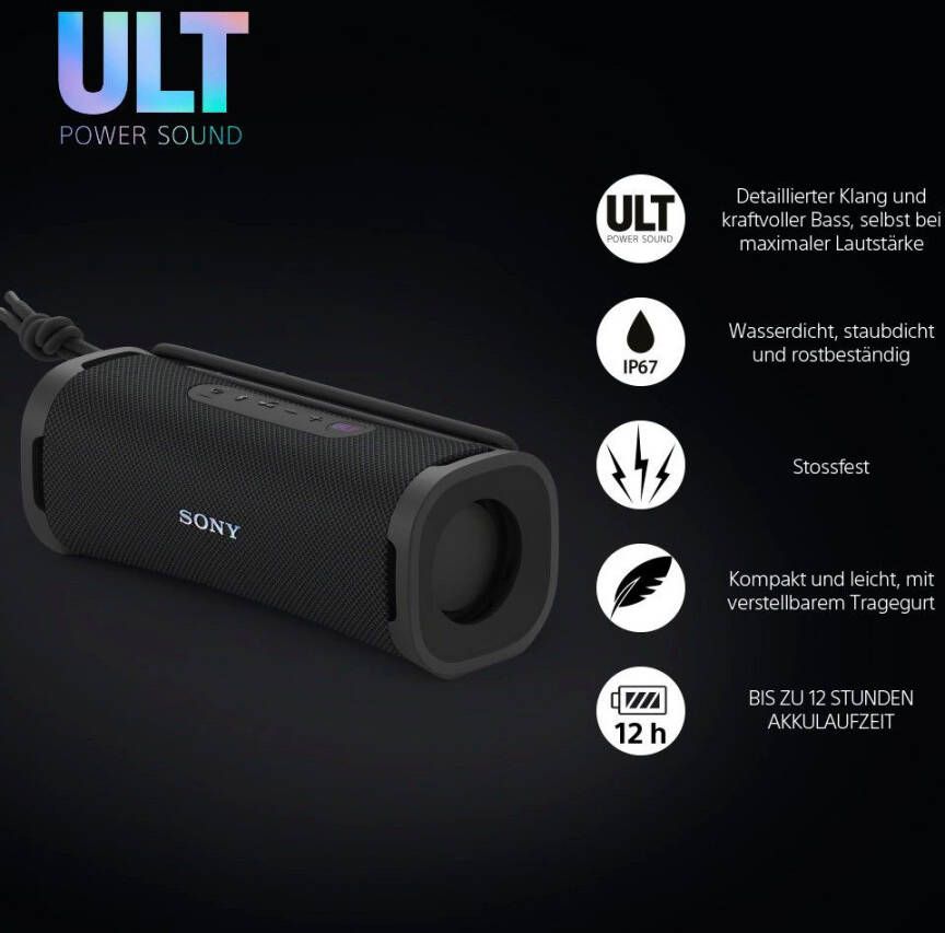 Sony Bluetooth luidspreker ULT FIELD 1 Waterdicht stofdicht stootvast 12 uur batterijduur