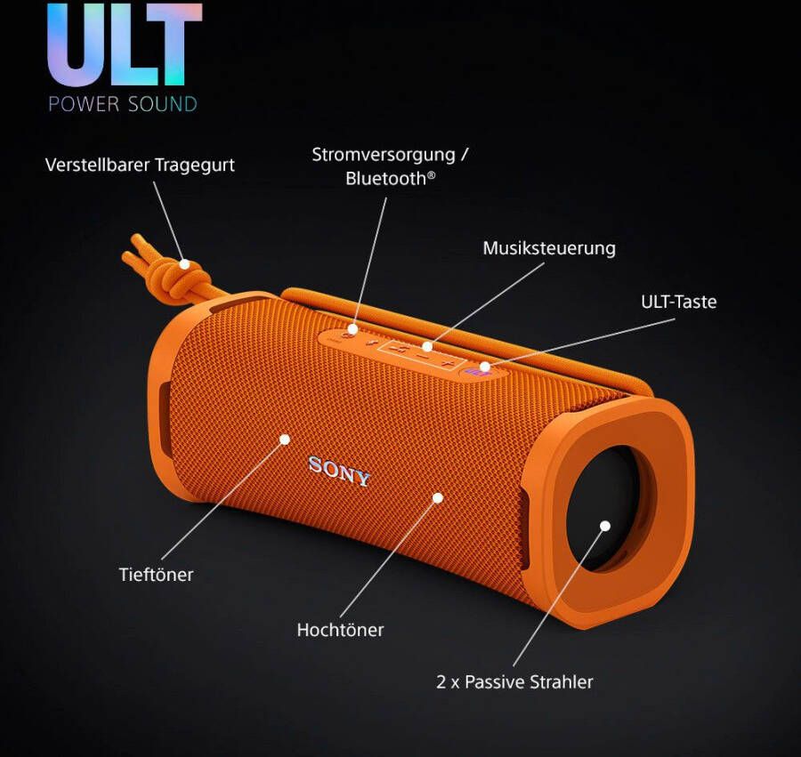 Sony Bluetooth luidspreker ULT FIELD 1 Waterdicht stofdicht stootvast 12 uur batterijduur