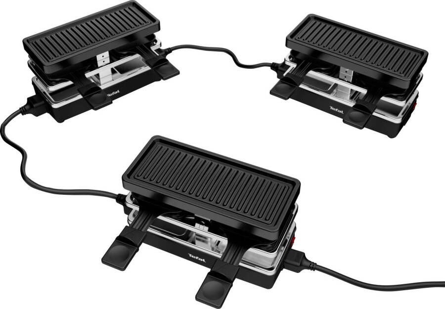 Tefal Raclette RE2308 Plug & Share 2 pannetje + grillplaat aan-uitschakelaar antiaanbaklaag uit te breiden tot 5 apparaten afneembare kabel gemakkelijk te reinigen compact