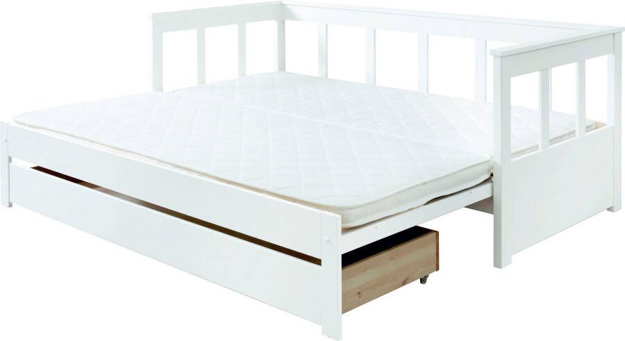 Vipack Bed Pino Hoogslaper met spijlen LF 90x200 cm uittrekbaar tot 180x200 cm