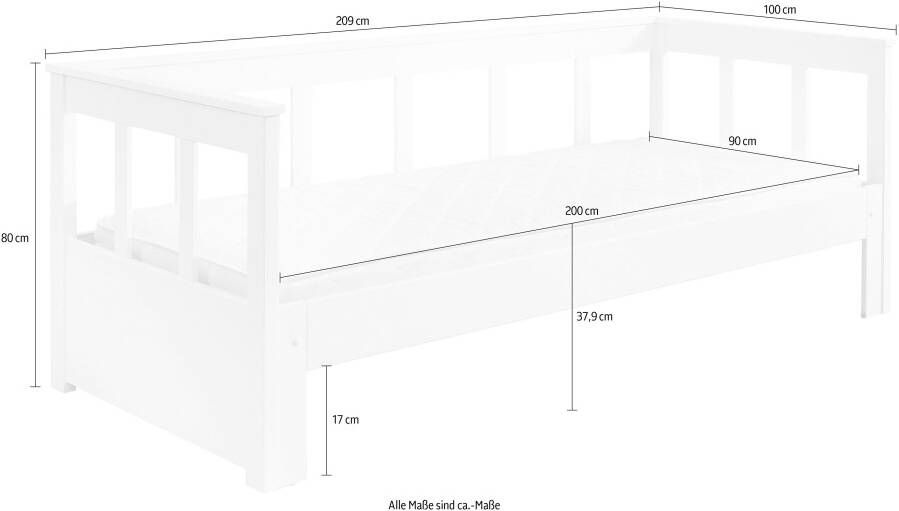 Vipack Bed Pino Hoogslaper met spijlen LF 90x200 cm uittrekbaar tot 180x200 cm