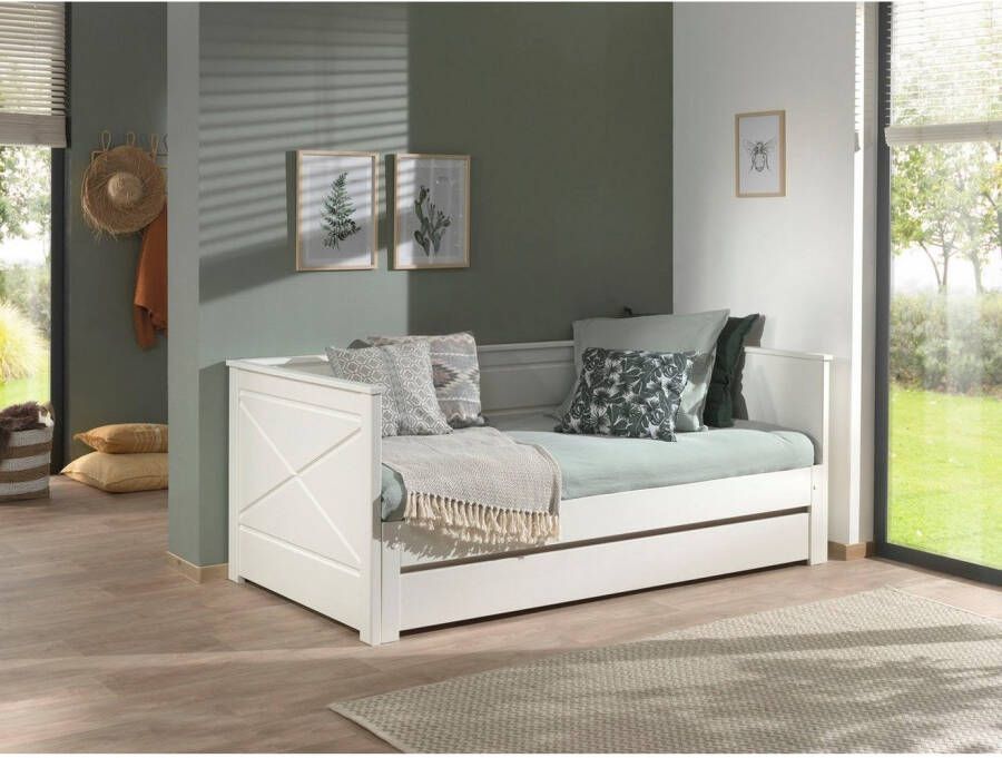 Vipack Bed Pino Hoogslaper LF 90x200 cm uittrekbar tot 180x200 cm uitvoering wit gelakt