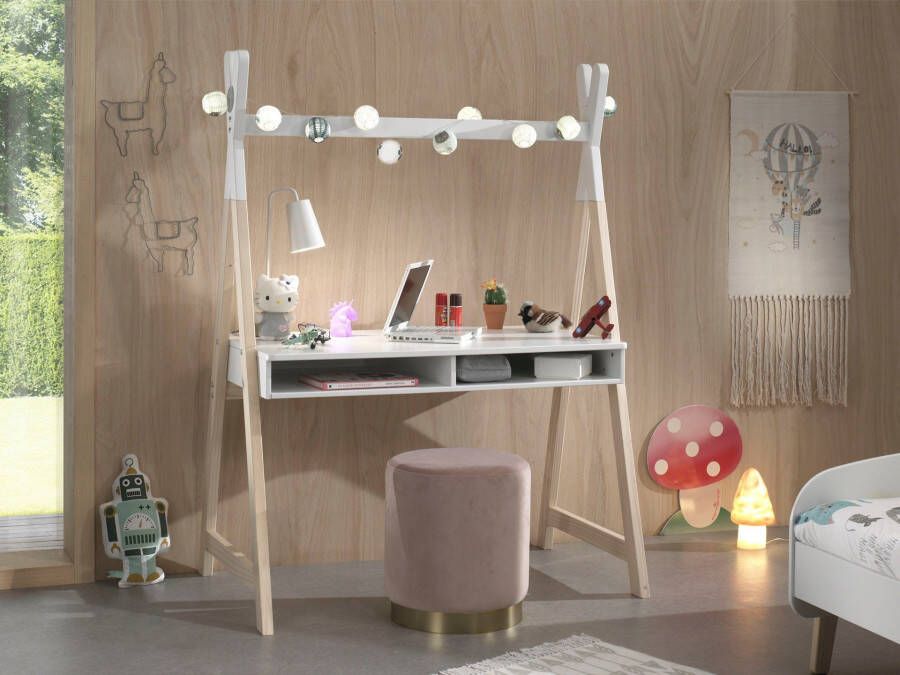 Vipack Bureau Kiddy Originele tipi look voor het bureau met groot werkoppervlak