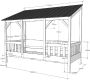 Vipack Bed Huisbed inclusief 3 dakpanelen 90 x 200 cm wit zwart - Thumbnail 3