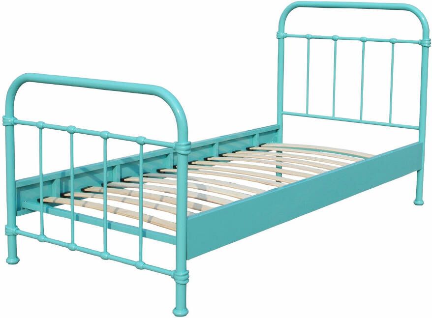 Vipack New York Kinderbed Metalen Bedframe met Lattenbodem 90x200 cm Mintgroen - Foto 4