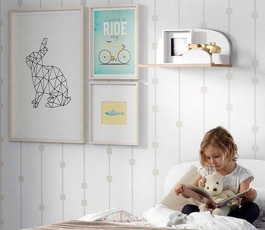 Vipack Kinderrek Kiddy Wandplank gemaakt van grenen MDF onderdelen naar keuze 45 of 65 cm breed