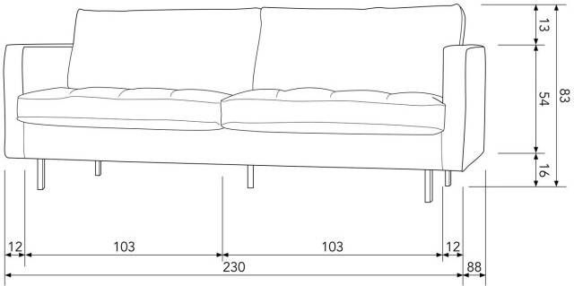 WOOOD 2 5-zits Rodeo Classic Sofa 2 5-zits zwart vrijstaand met gerecycled leer h 83 cm x b 230 cm