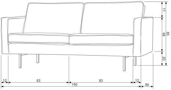 WOOOD 2 5-zits Rodeo Sofa vrijstaand maximale belastbaarheid 250 kg breedte 190 cm