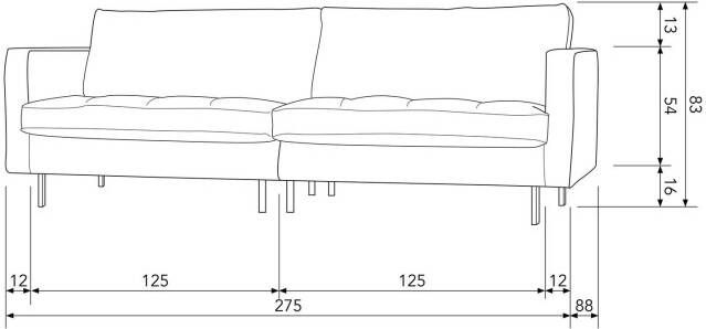 WOOOD 3-zitsbank Rodeo Classic vrijstaand h 83 cm x b 275 cm