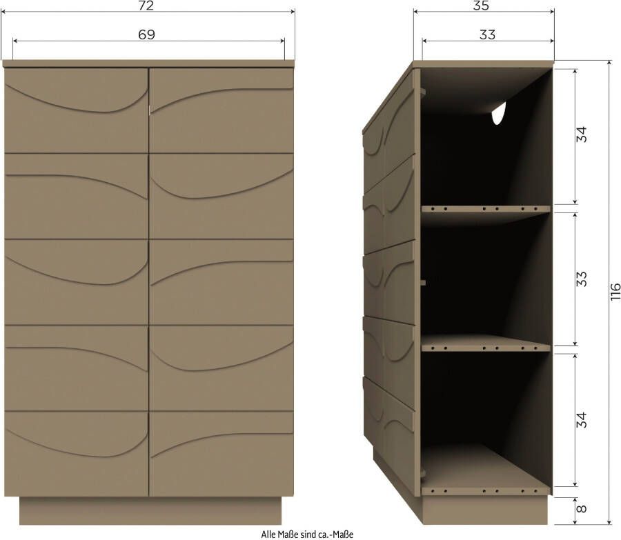 WOOOD Bergkast Teo met push-to-open functie hoogte 116 cm