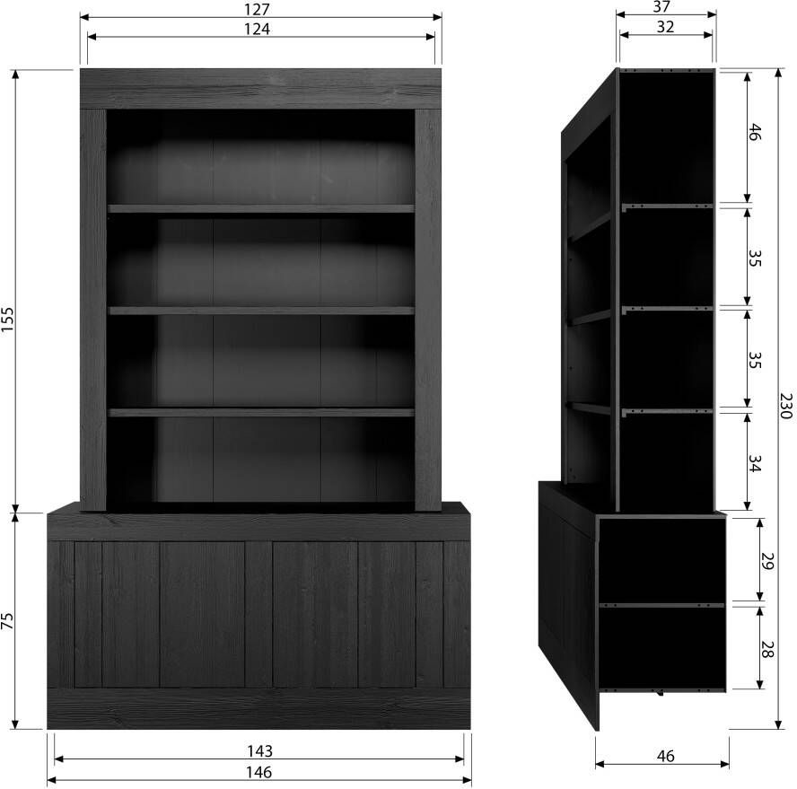 WOOOD Buffetkast Vienna met lades en open planken h 230 cm x b 146 cm - Foto 5