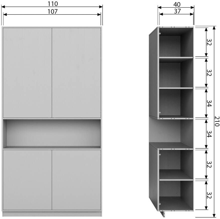 WOOOD Buffetkast Finca met push-to-open systeem hoogte 210 cm x breedte 110 cm - Foto 8