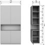 WOOOD Buffetkast Finca met push-to-open systeem hoogte 210 cm x breedte 110 cm - Thumbnail 8