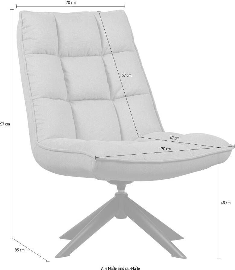 WOOOD Draaibare fauteuil Jouke in elke richting draaibaar h 90 cm x b 70 cm