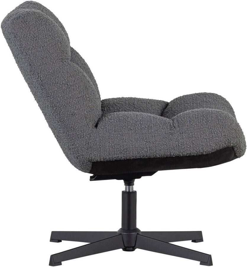 WOOOD Draaibare fauteuil Vinny gepolsterd met zacht bouclé stevige metalen voet breedte 75 cm