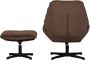 Woood Yaro Draaifauteuil Met Hocker Chenille Espresso 94x71x83 - Thumbnail 3