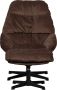 Woood Yaro Draaifauteuil Met Hocker Chenille Espresso 94x71x83 - Thumbnail 4