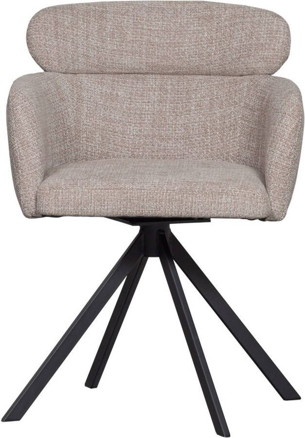 WOOOD Eetkamerstoel Fenne Gestoffeerde stoel met draaivoet geweven stof hoogte 80 cm (set 2 stuks)