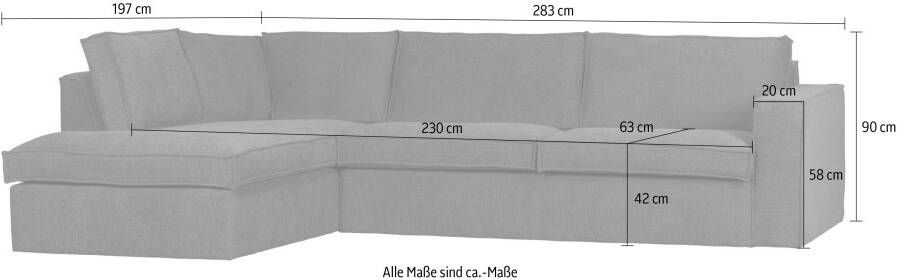 WOOOD Hoekbank Freddie hoekbank (h x b x d): 90x283x197 cm