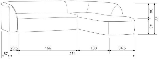 WOOOD Hoekbank Sloping hoekbank H 77 cm x B 274 cm x D 87 x 225 cm