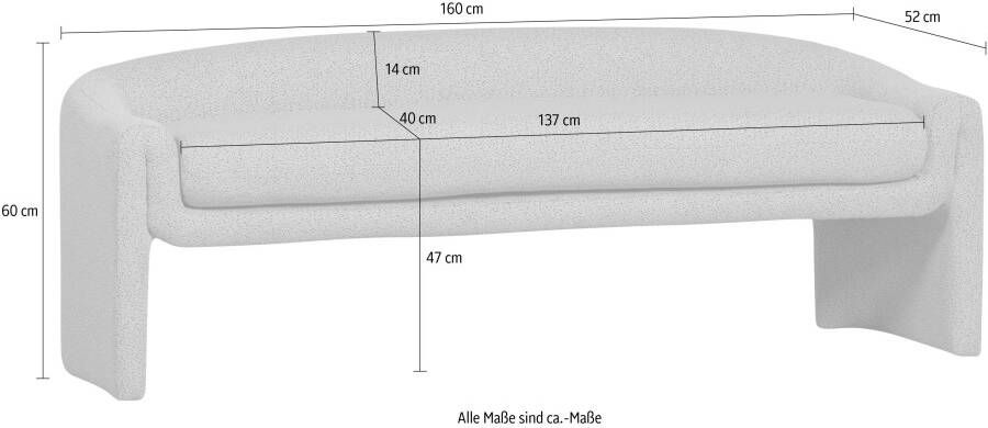 WOOOD Zitbank Zone Eetkamerbank grof geweven stof breedte 160 cm