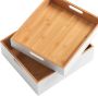 Zeller Present Houten hoog opbergbox stapelbaar Wit Stapelbaar Hoog model (30 x 27 x 11 cm) - Thumbnail 4