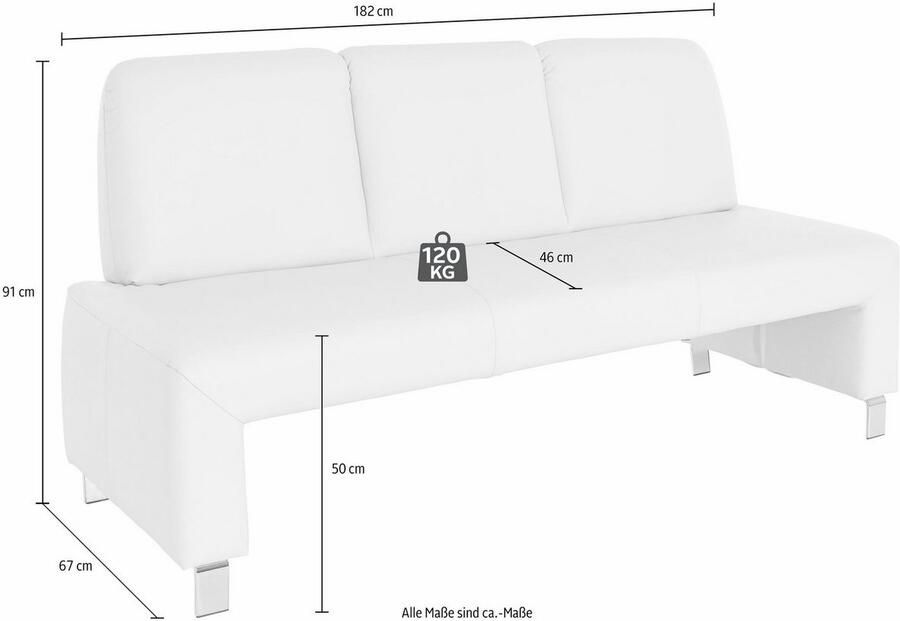 Exxpo sofa fashion Bank Intenso bank breedte 182 cm keuze uit leer of textiel hoge bodemvrijheid vrij in de ruimte te plaatsen hoog zitcomfort