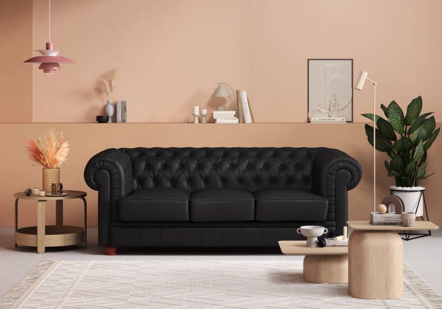 Exxpo sofa fashion Chesterfield-bank KENT 3-zitsbank met chique capitonnage breedte 205 cm