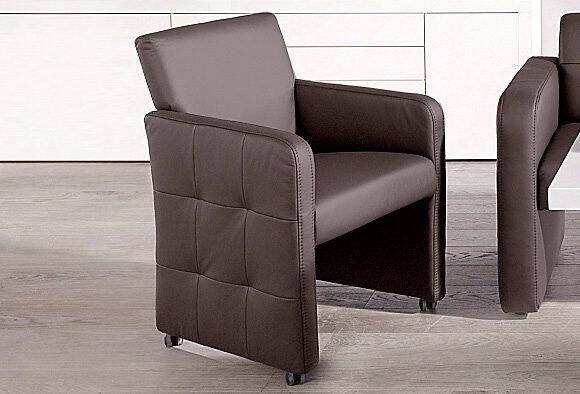 Exxpo sofa fashion Eetkamerstoel Barista lounge stoel op wielen met hoge bodemvrijheid smalle armleuningen totale breedte ca. 61 cm comfortabele zithoogte ca. 49 cm